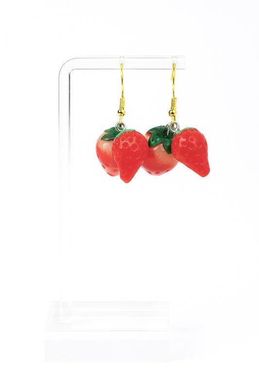 Boucles d’Oreilles "Fraise d’Été" – Fait Main, Design Gourmand