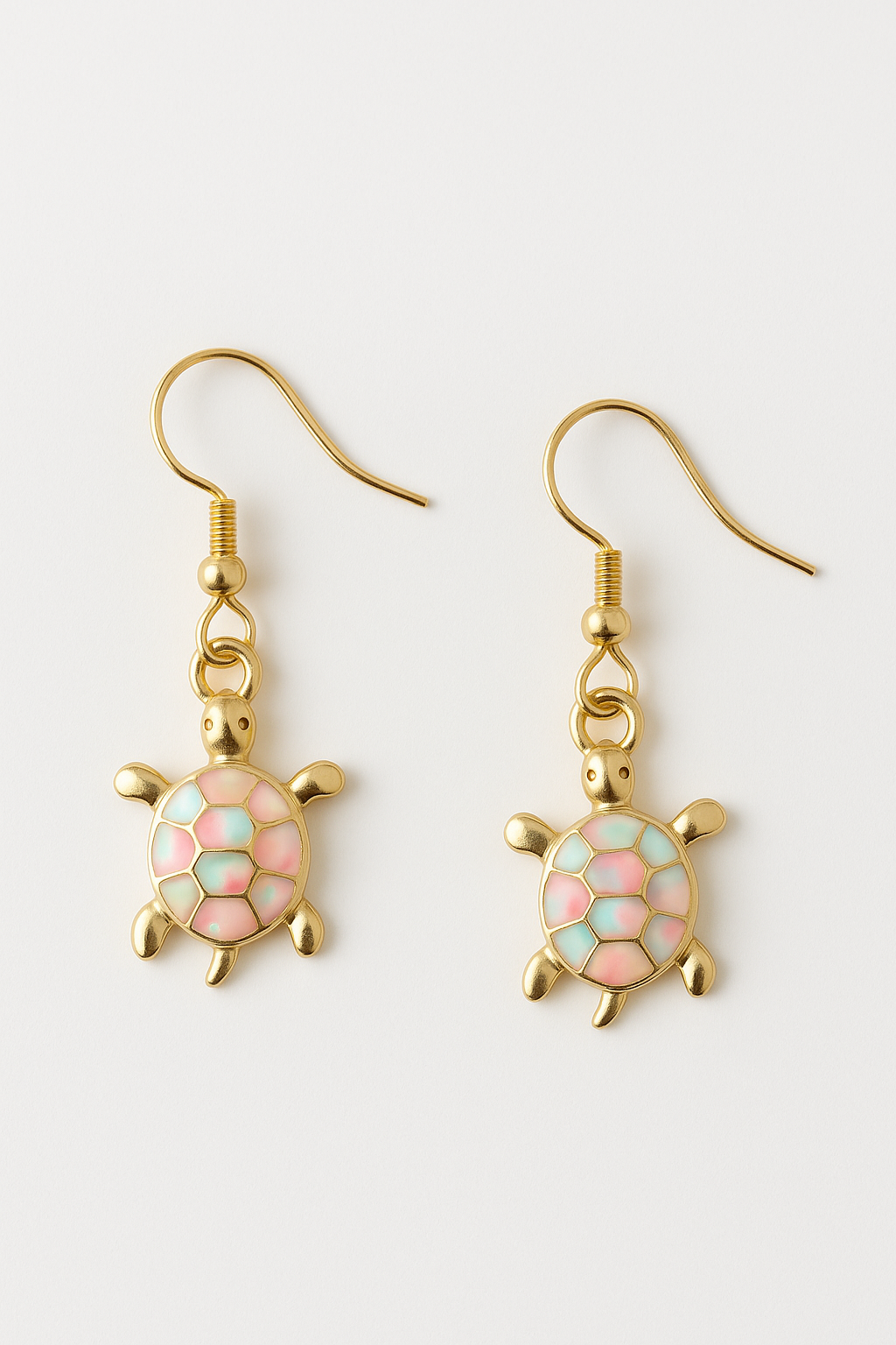 Tortue Rose des Lagons – Boucles d’oreilles dorées